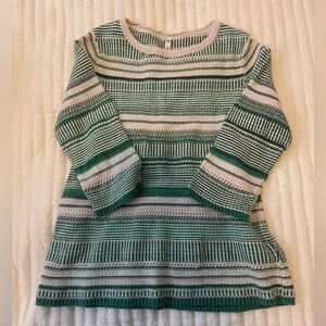 green and cream sweater